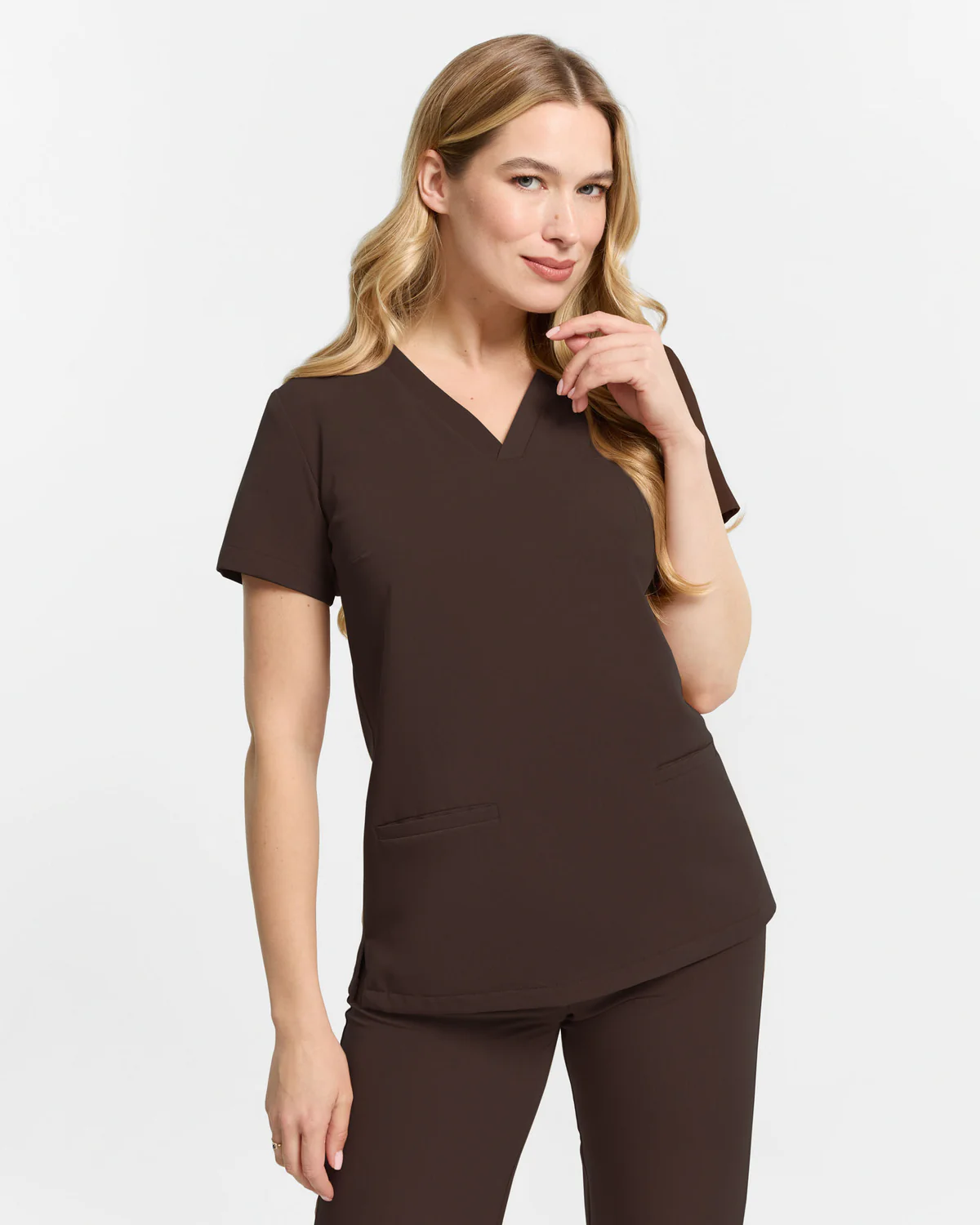 Bluzka medyczna damska Basic Choco - Brązowa